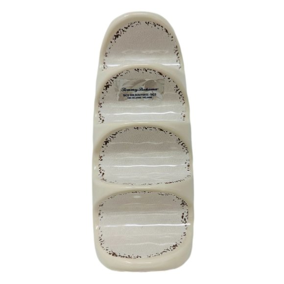 Tommy Bahama Taco Holder White Rustic Crackle Cinco de Mayo - Picture 1 of 3